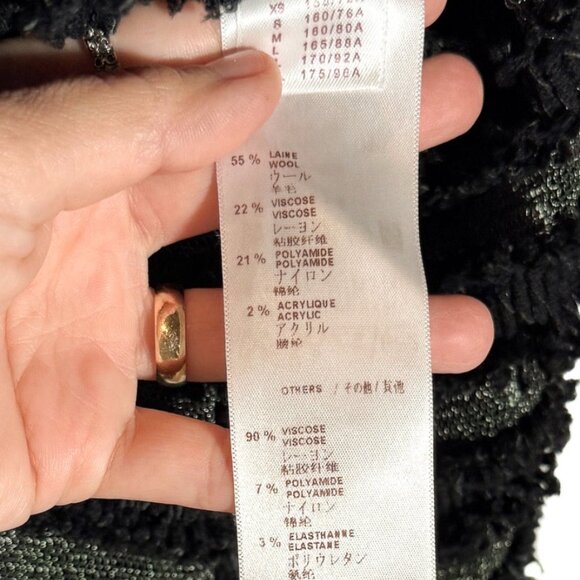 Louis Vuitton 2015 Black Wool Fringe Mesh Stripe Sweater - Picture 6 of 7